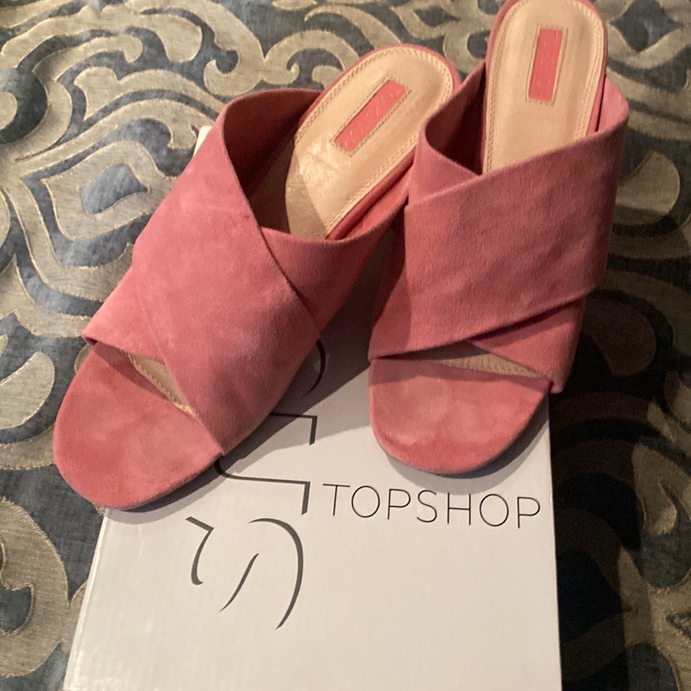Top shop pink suede slides